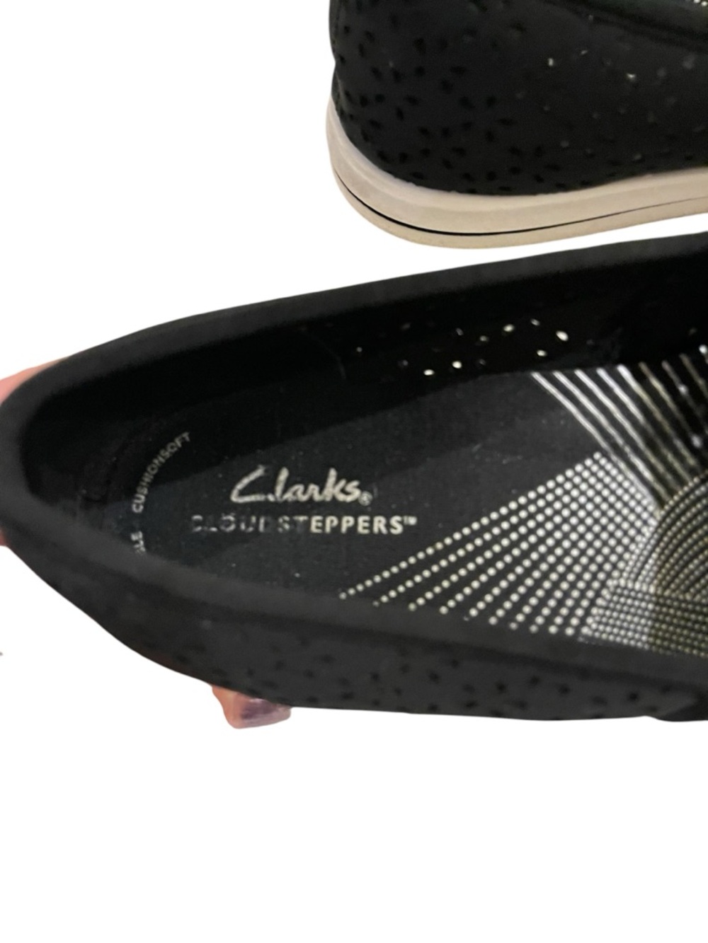 Clarks Cloudsteppers Breeze Emily Black Perforated Slip-On Women's Casual Shoes - Picture 4 of 7